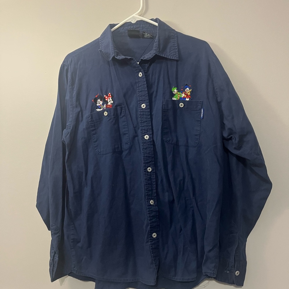 Men's Blue‎ Shirt with Embroidered Characters